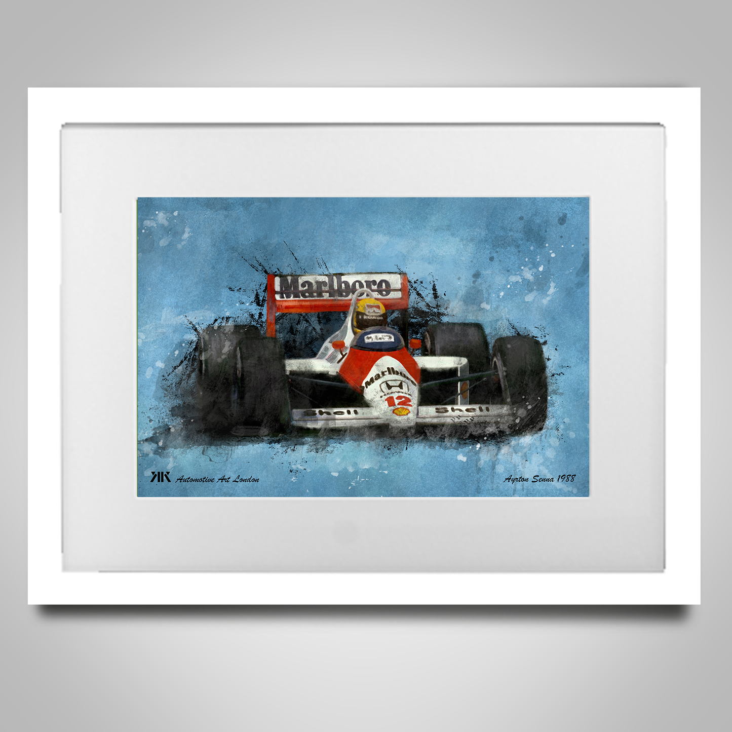 Ayrton Senna – McLaren 1988 Classic F1 Car - Print in frame