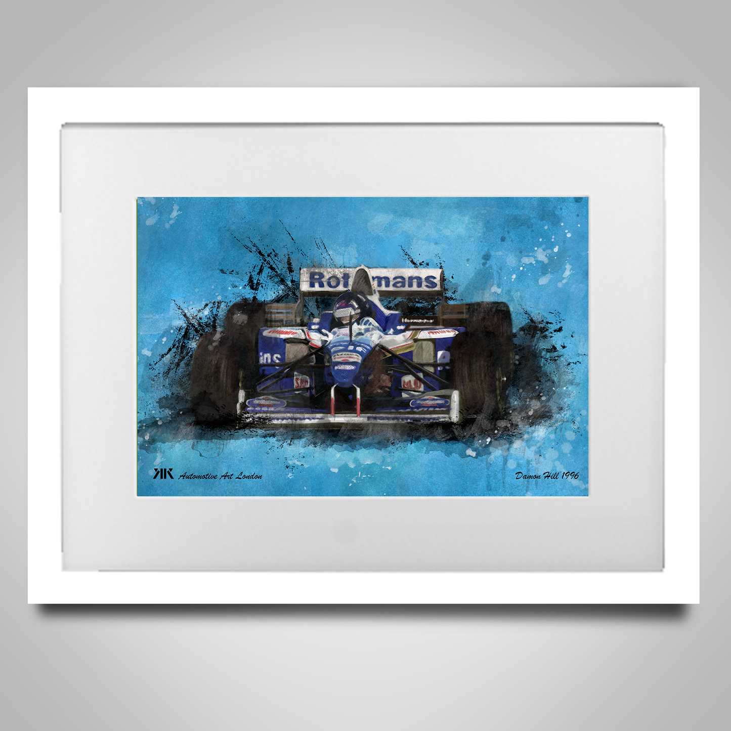 Damon Hill – Williams 1996 Classic F1 Car - Print in frame