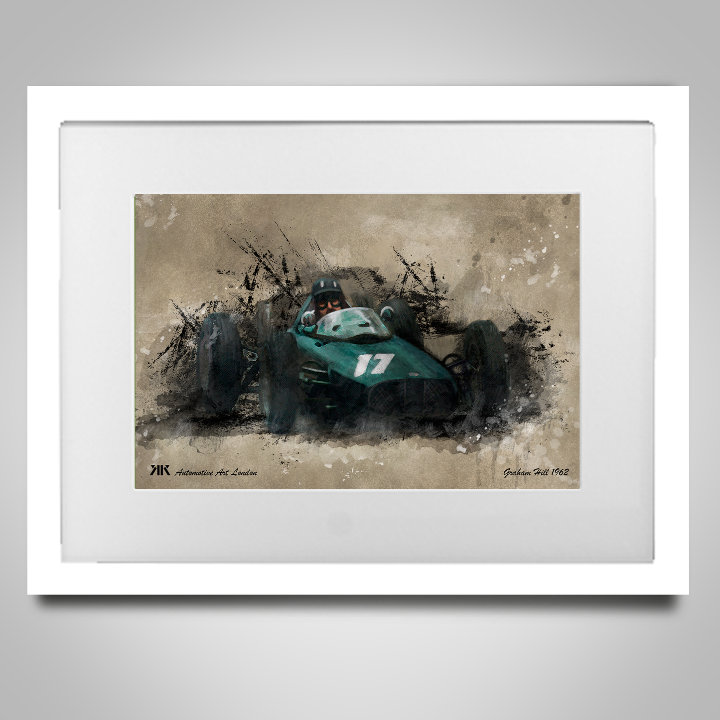 Graham Hill – BRM 1962 Classic F1 Car - Print in frame