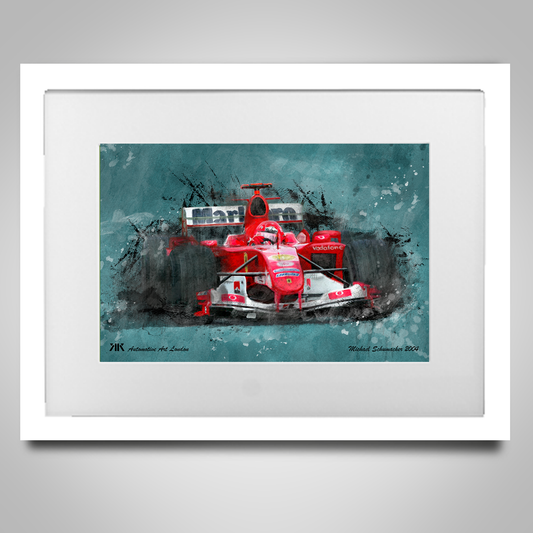 Michael Schumacher – Ferrari 2004 Classic F1 Car - Print in frame