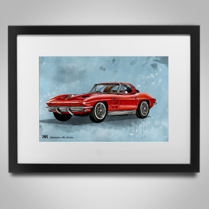 1963 Chevrolet Corvette Stingray Brush - Print in frame