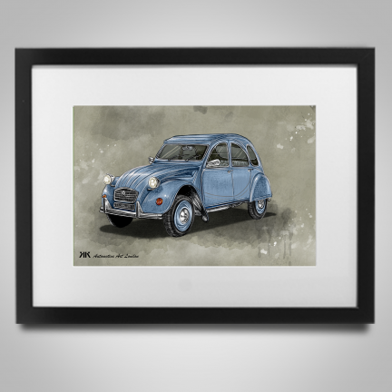 Citröen 2 CV Brush - Print in frame