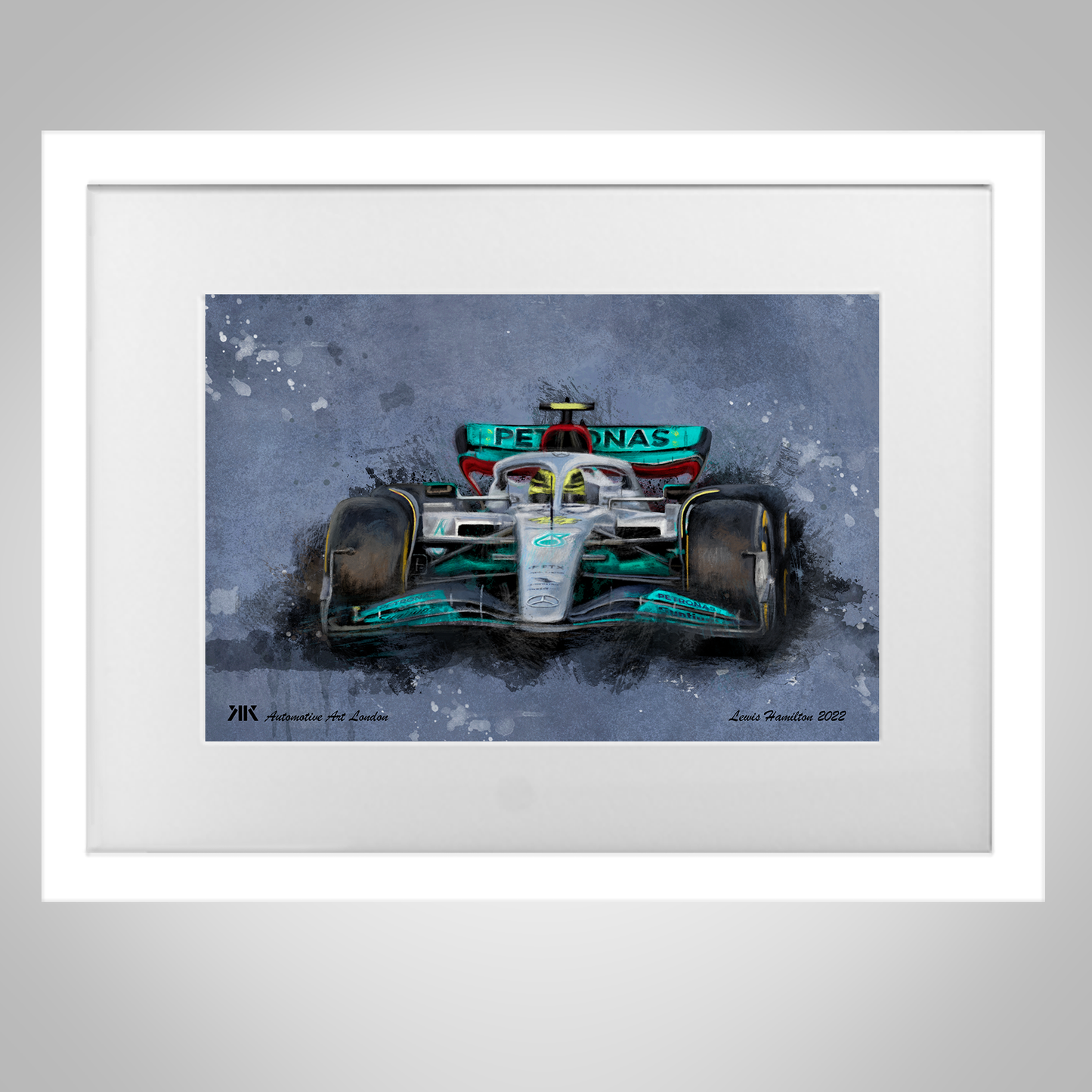 Lewis Hamilton Mercedes F1 Car - Print in frame