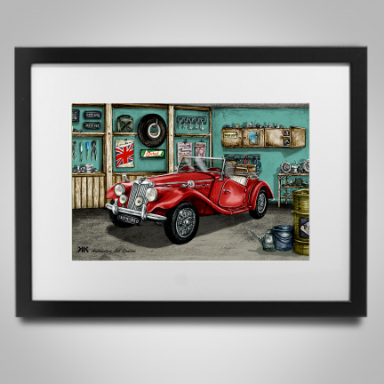 MG TF 1953 Chariot Red - Print in frame