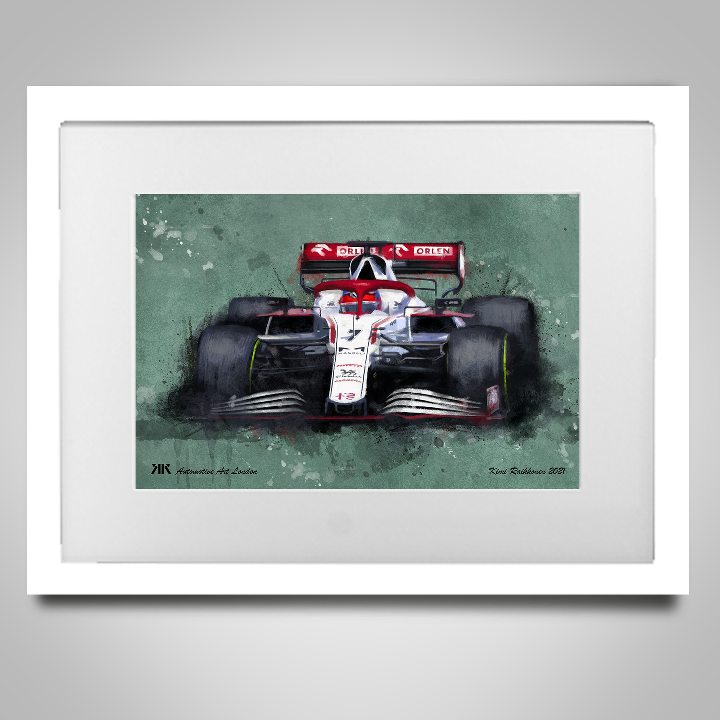 Kimi Raikkonen Alpha Romeo F1 Car - Print in frame