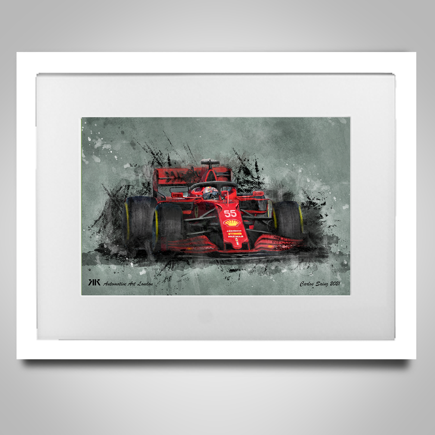 Carlos Sainz Ferrari F1 Car - Print in frame