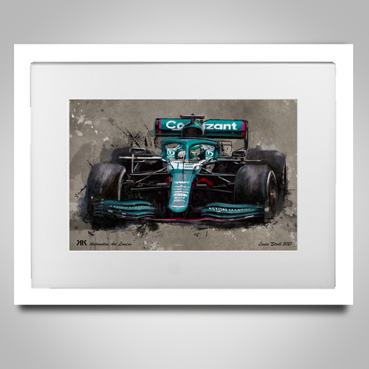 Lance Stroll Aston Martin F1 Car - Print in frame