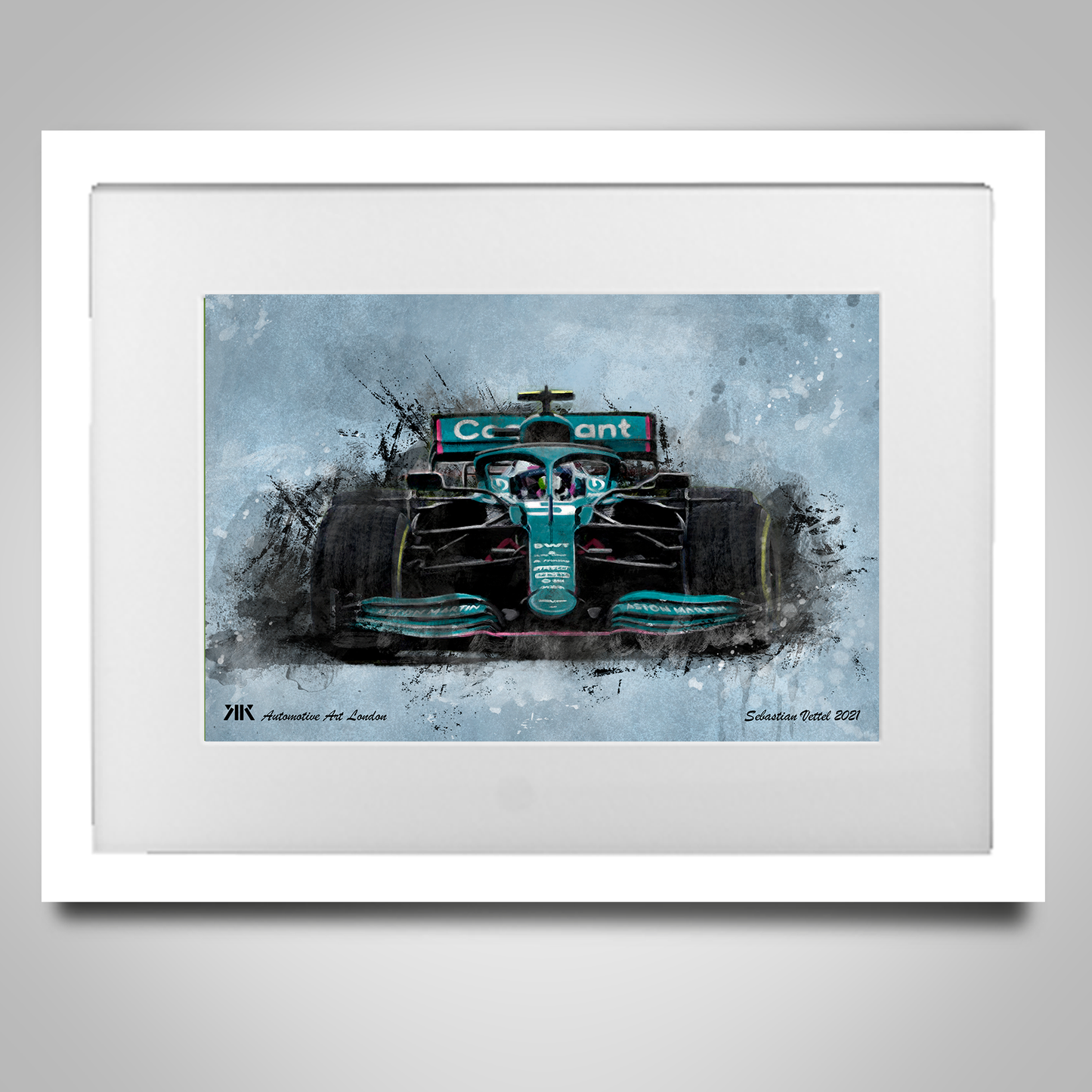 Sebastian Vettel Aston Martin F1 Car - Print in frame