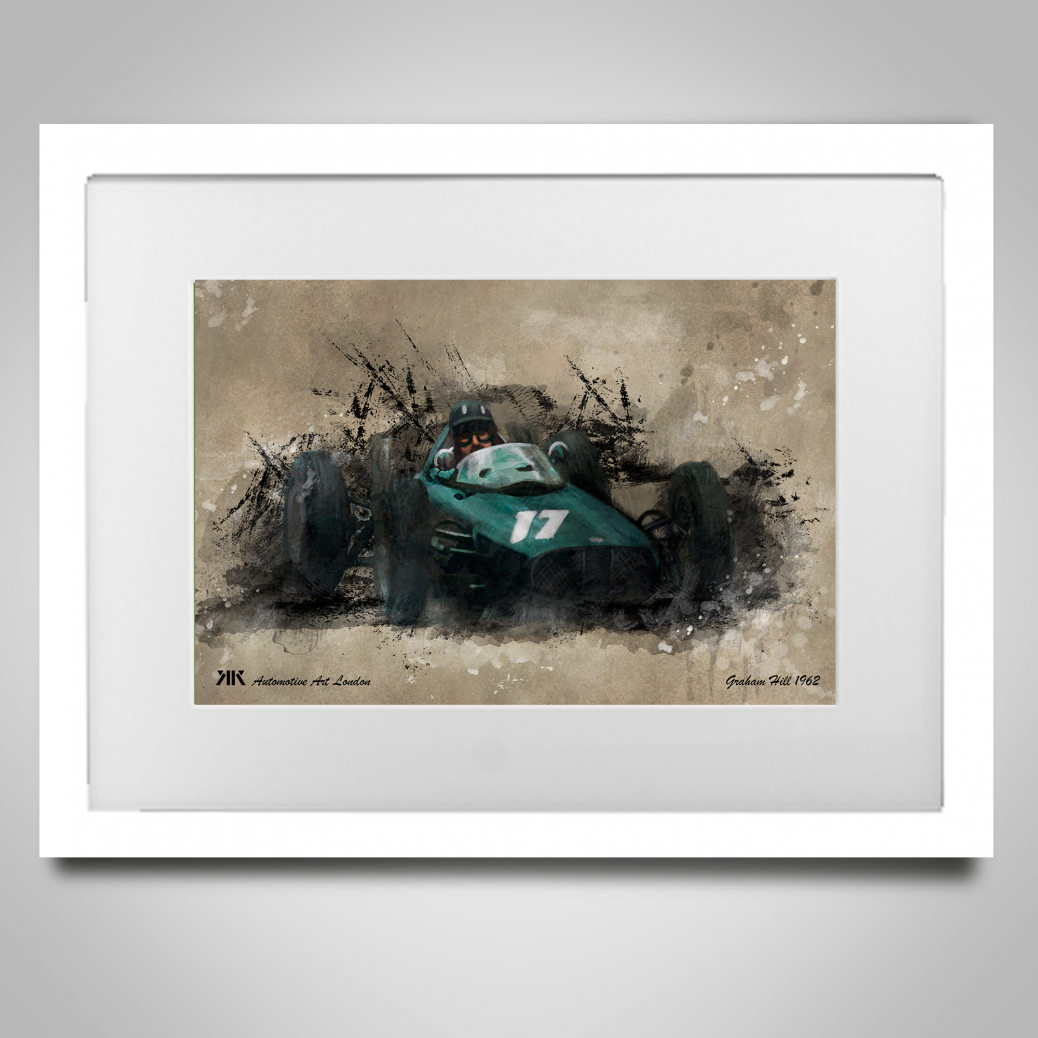 Graham Hill – BRM 1962 Classic F1 Car - Print in frame by KK Automotive ...